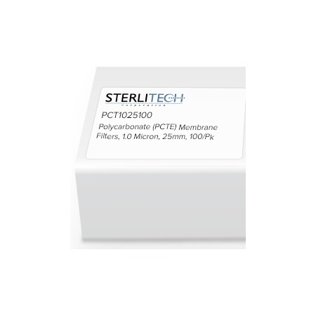 Sterlitech Polycarbonate (PCTE) Membrane Filters, 1.0 Micron, 25mm, PK100 PCT1025100